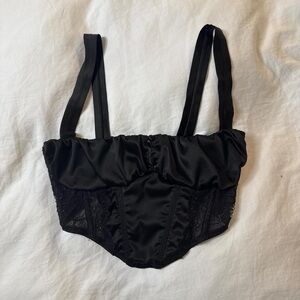 Urban Outfitters Black Satin Crop Top